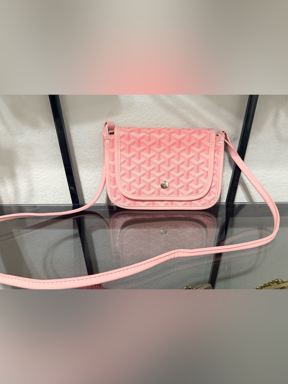 Pink Designer-Style Crossbody Bag